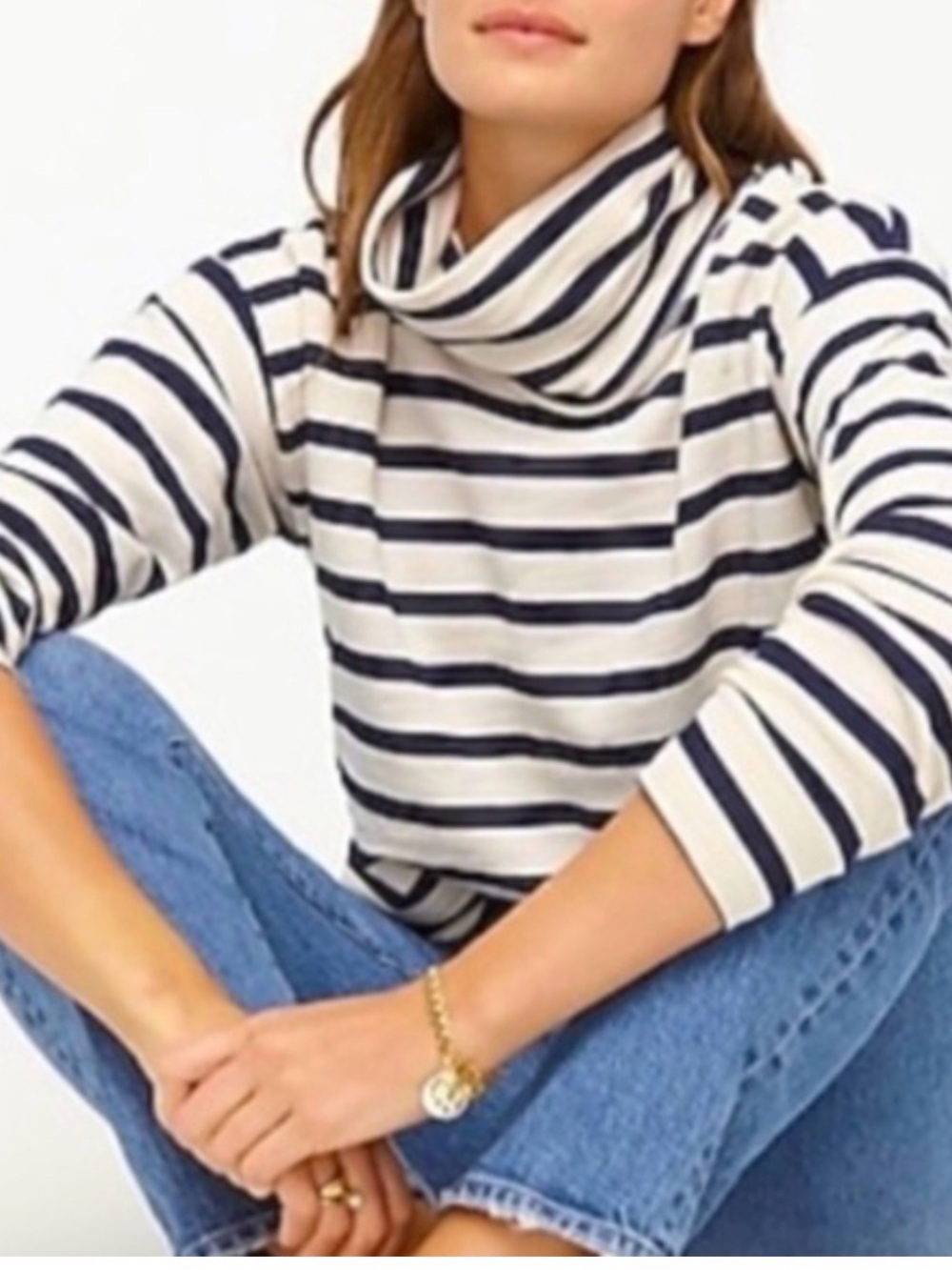 J. Crew vintage fleece Striped Cowl Neck Sweater small